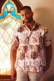 100% Linen Natural Hawaiian Short Sleeve Shirt