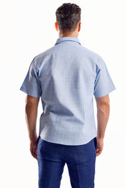 Cross Hatch Linen Blend Short Sleeve Shirt