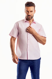 Cross Hatch Linen Blend Short Sleeve Shirt