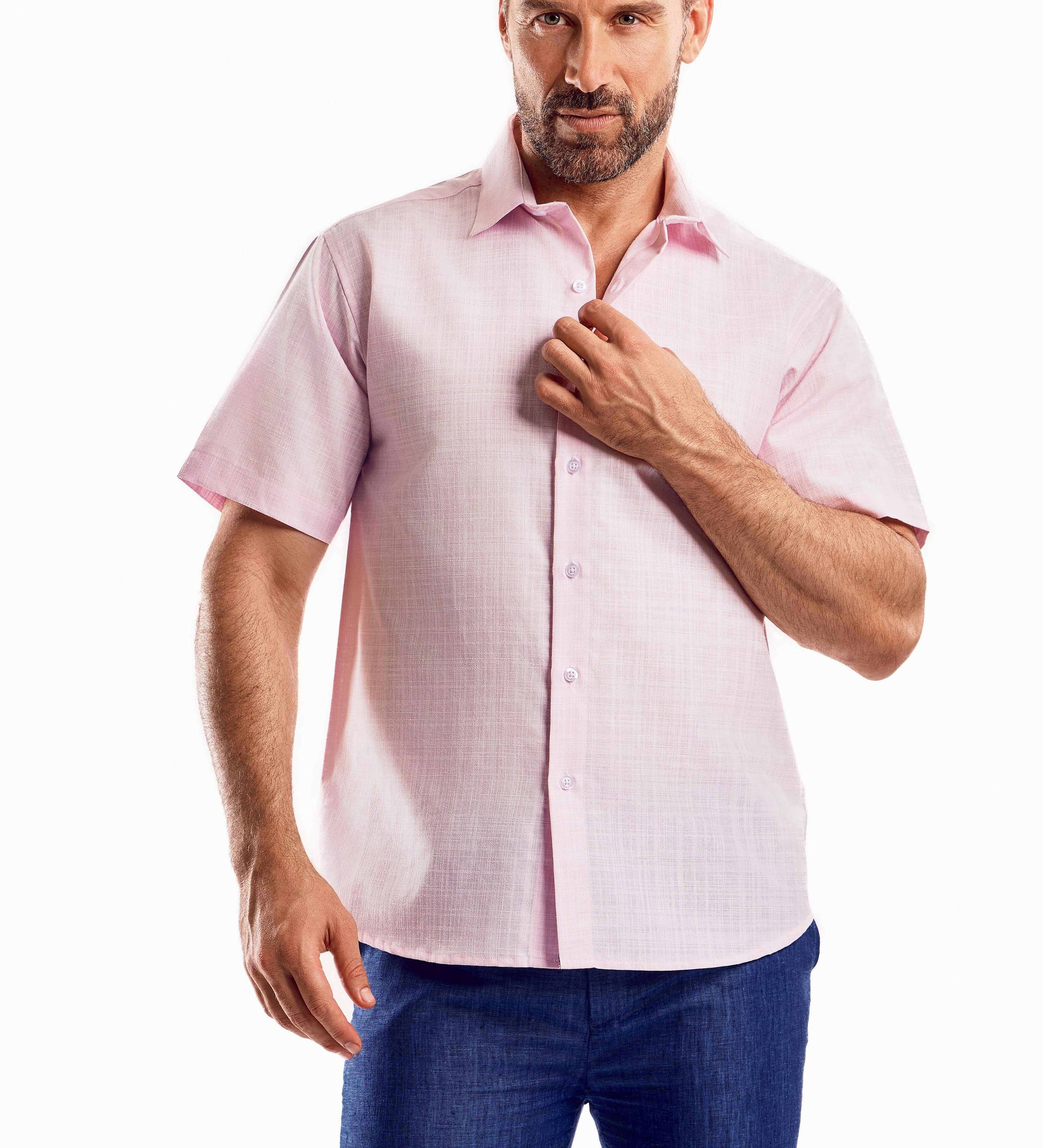 Cross Hatch Linen Blend Short Sleeve Shirt