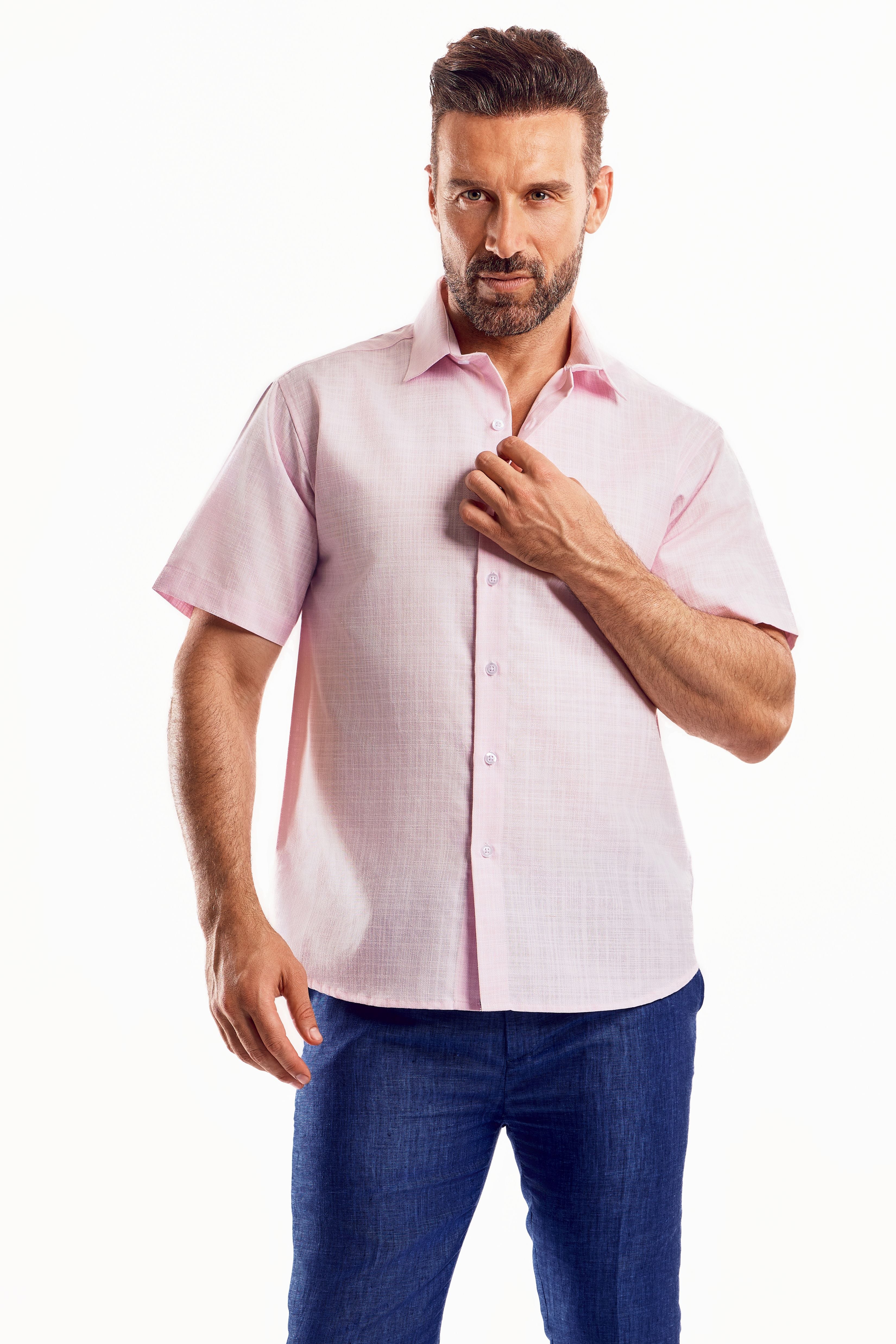 Cross Hatch Linen Blend Short Sleeve Shirt