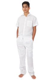 Infant Children and Boys Linen Set with Short Sleeve Shirt and Pant