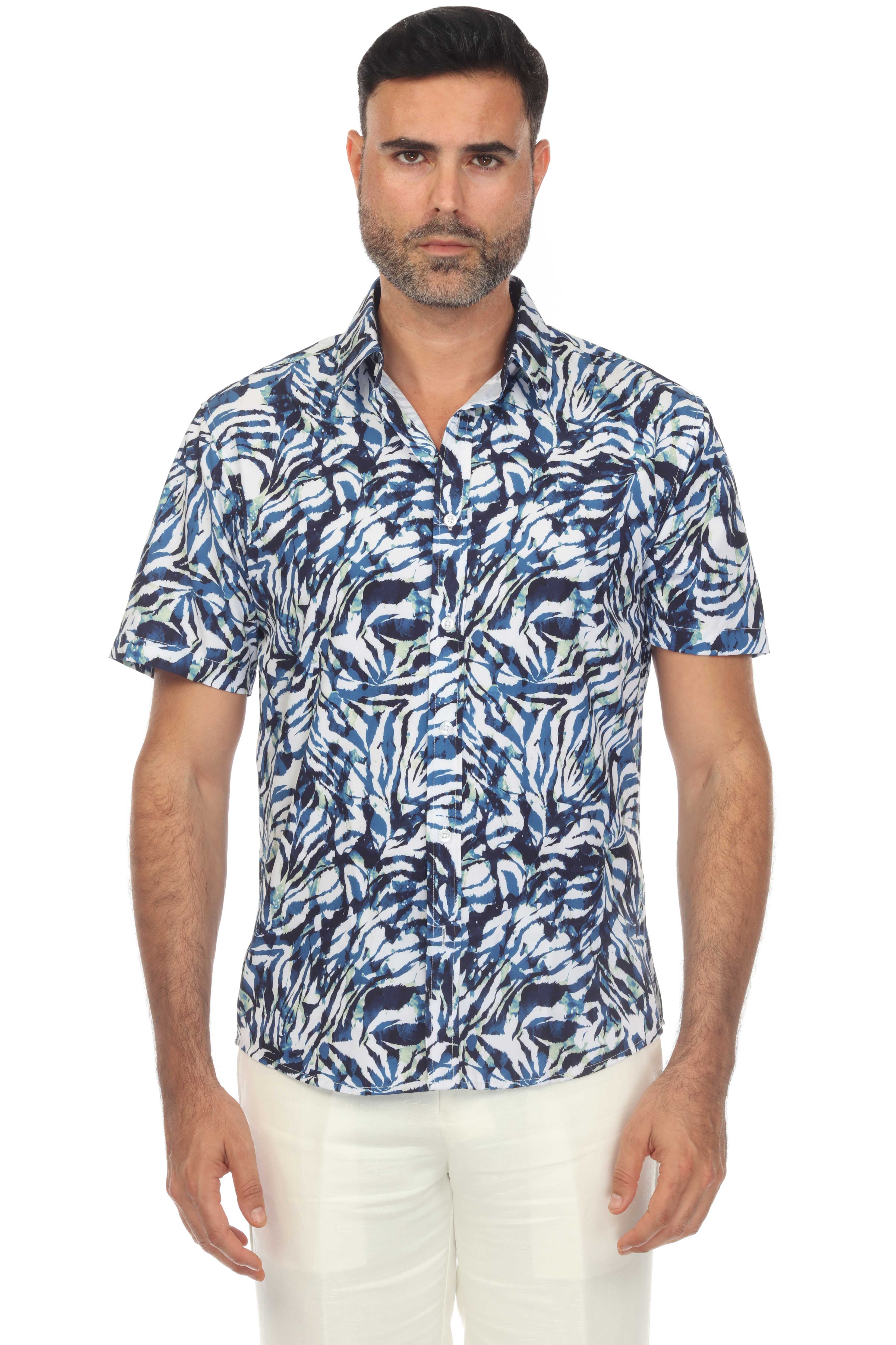 Short Sleeve Zebra Tide Print Shirt