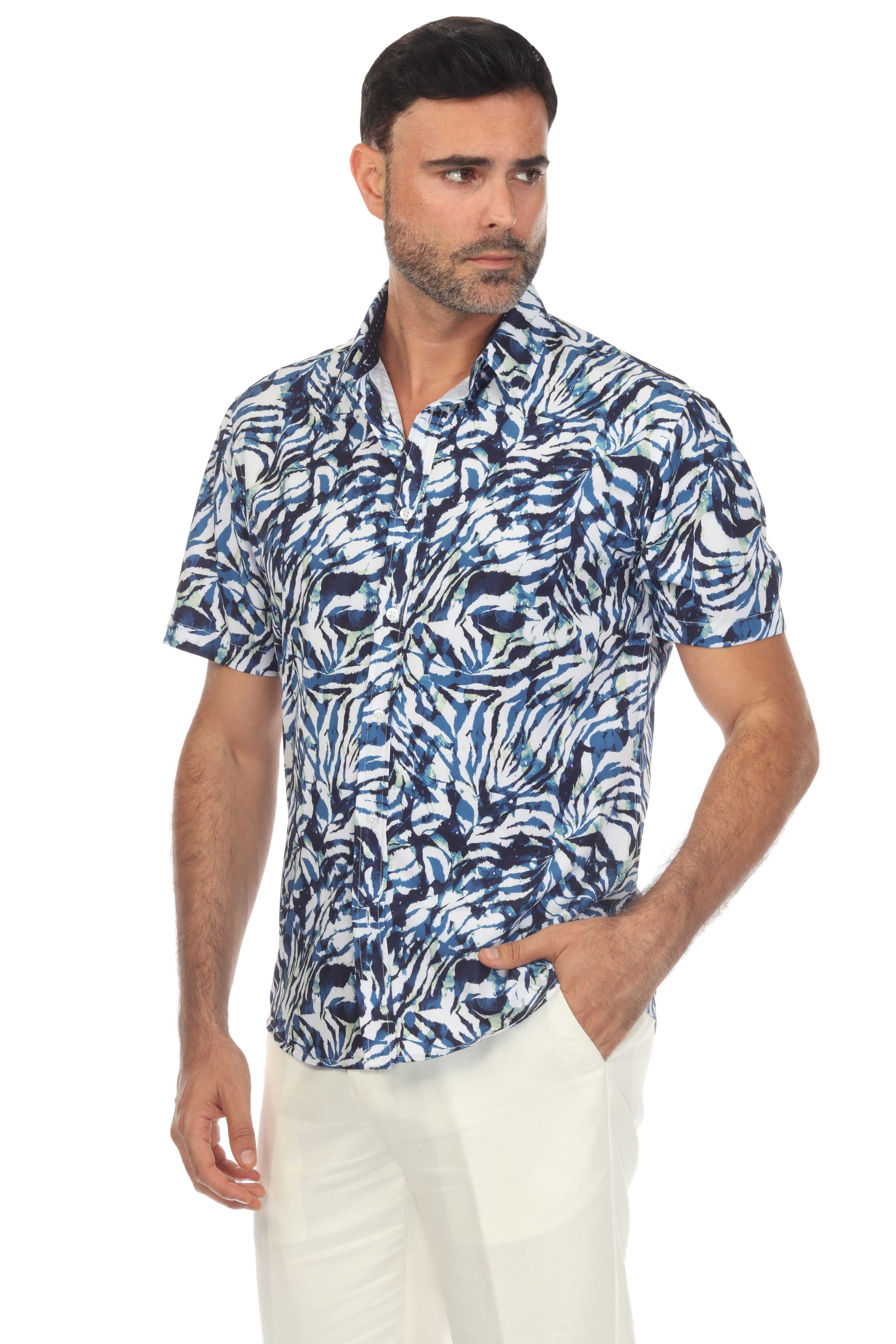 Short Sleeve Zebra Tide Print Shirt