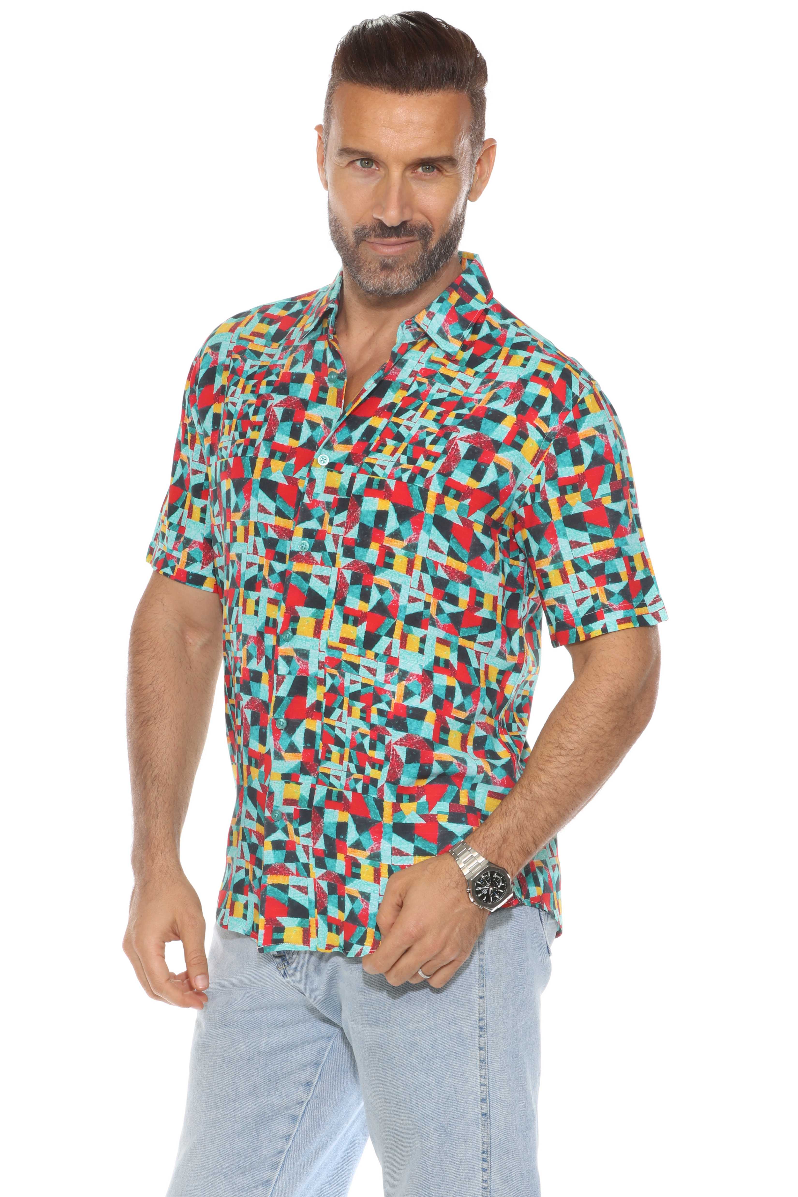 Mojito Retro Print Rayon Shirt Short Sleeve