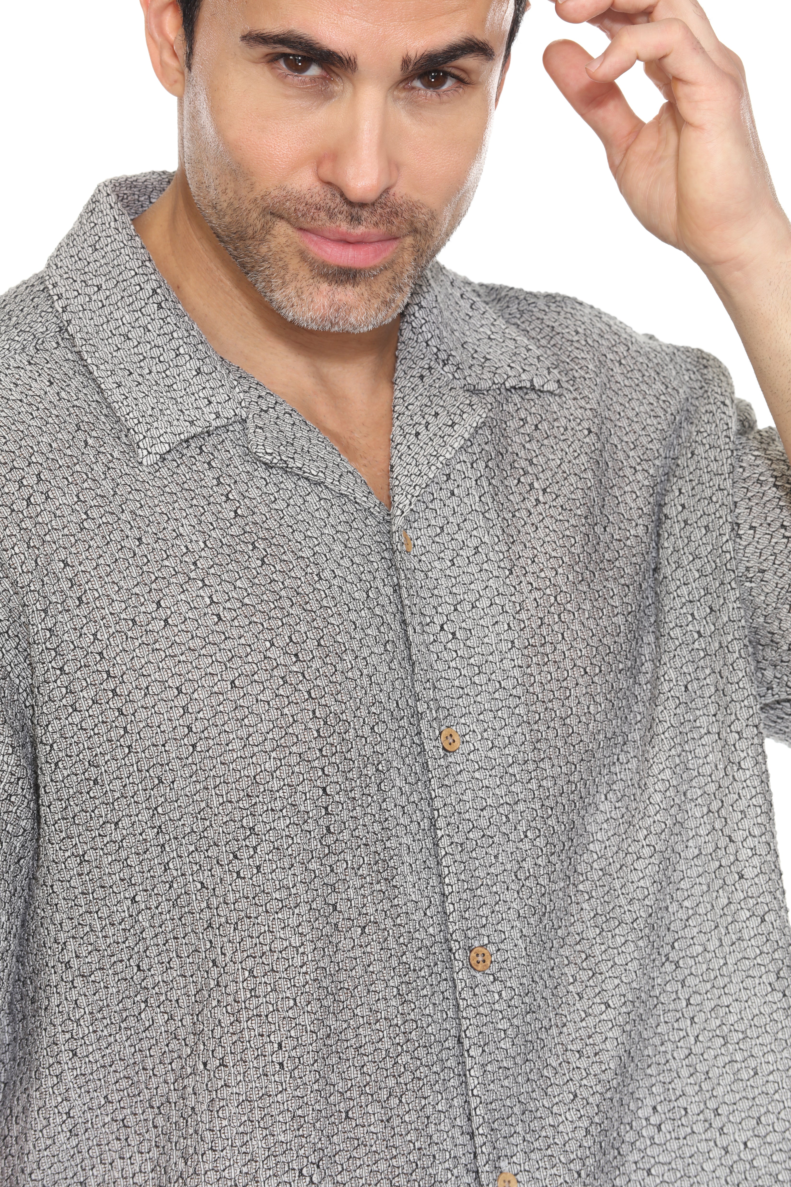 Casual Cable Knit Button Up Shirt