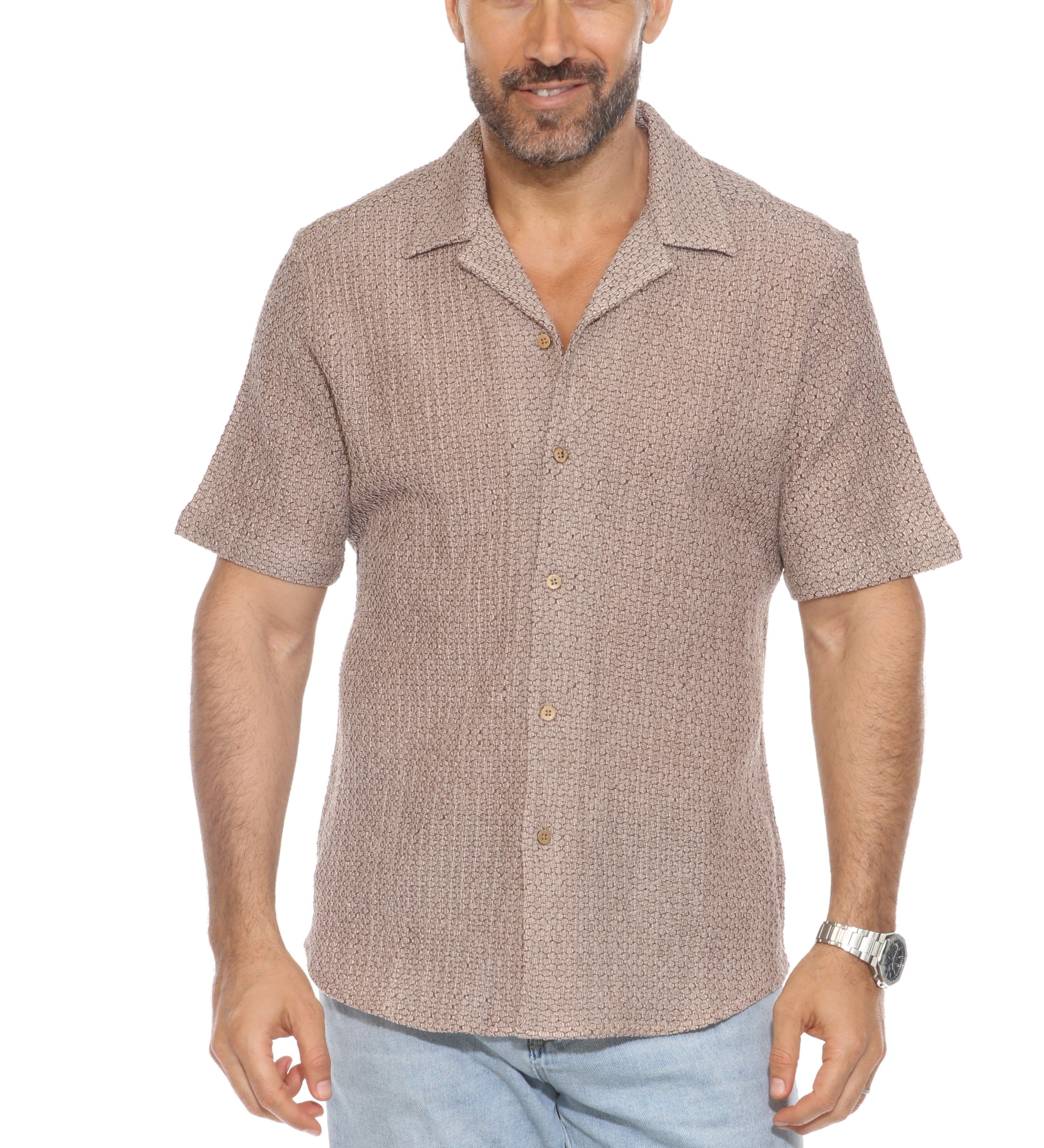 Casual Cable Knit Button Up Shirt