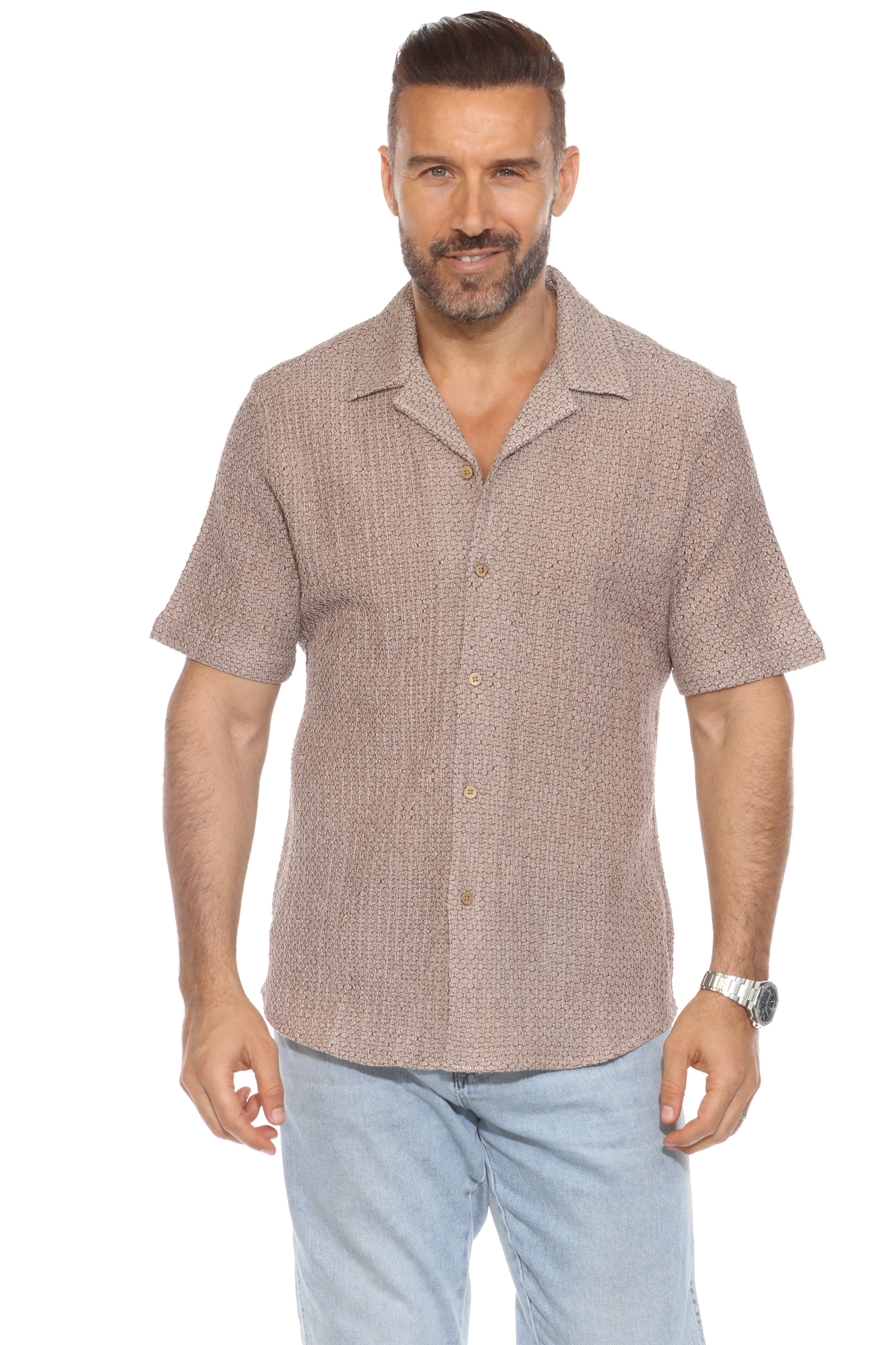 Casual Cable Knit Button Up Shirt