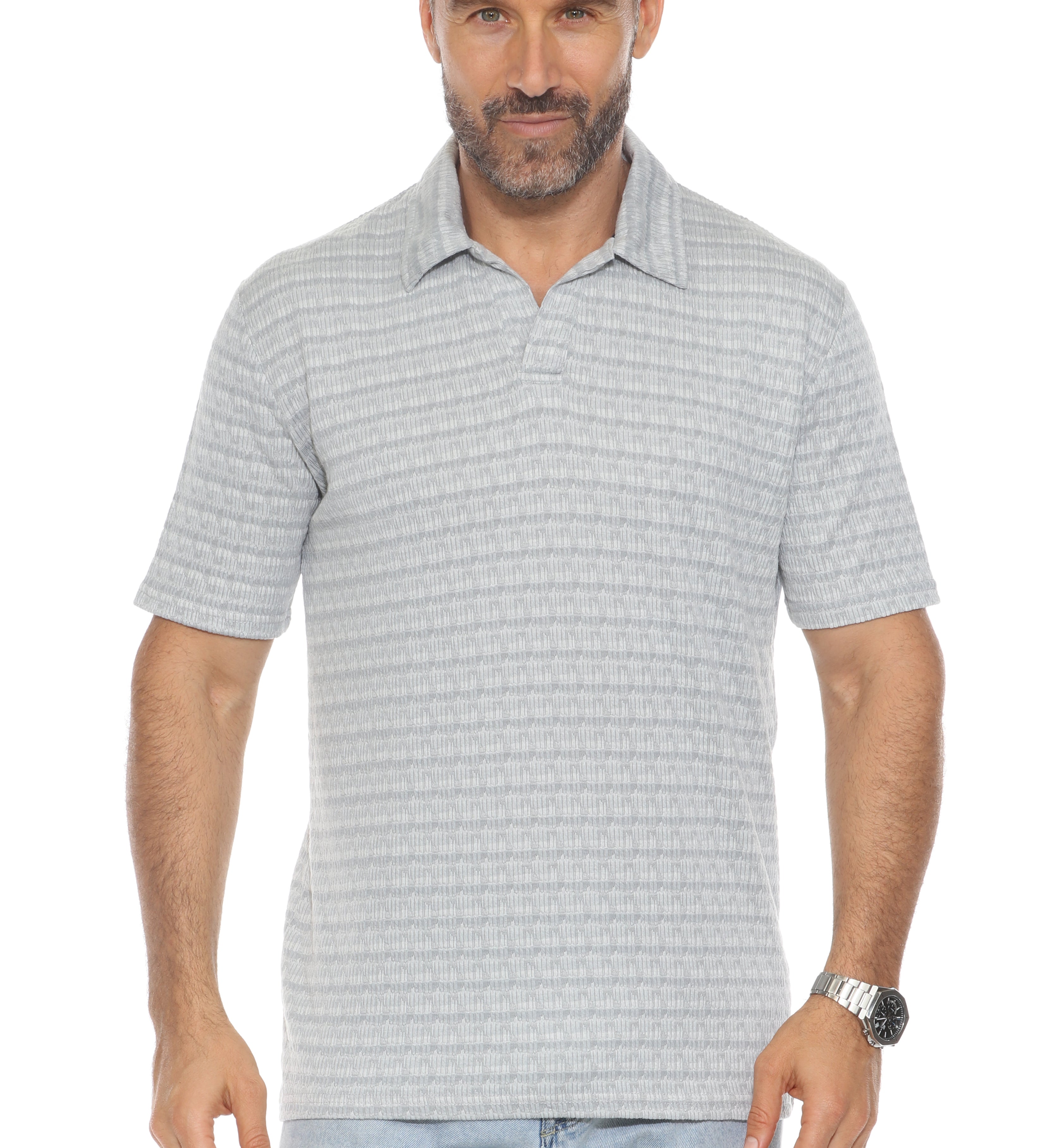 Casual Stylish Textured Stripe Print Polo Shirt