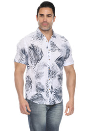 Men's Resort Style Casual Linen Blend Print Shirt