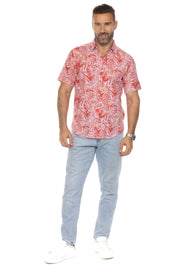 Men's Resort Style Casual Linen Blend Print Shirt