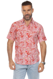 Men's Resort Style Casual Linen Blend Print Shirt