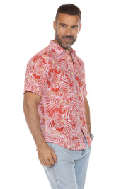 Men's Resort Style Casual Linen Blend Print Shirt