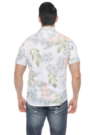 Men's Resort Style Casual Linen Blend Print Shirt