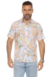 Men's Resort Style Casual Linen Blend Print Shirt