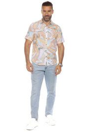 Men's Resort Style Casual Linen Blend Print Shirt