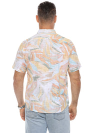 Men's Resort Style Casual Linen Blend Print Shirt