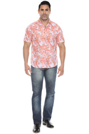 Men's Resort Style Casual Linen Blend Print Shirt