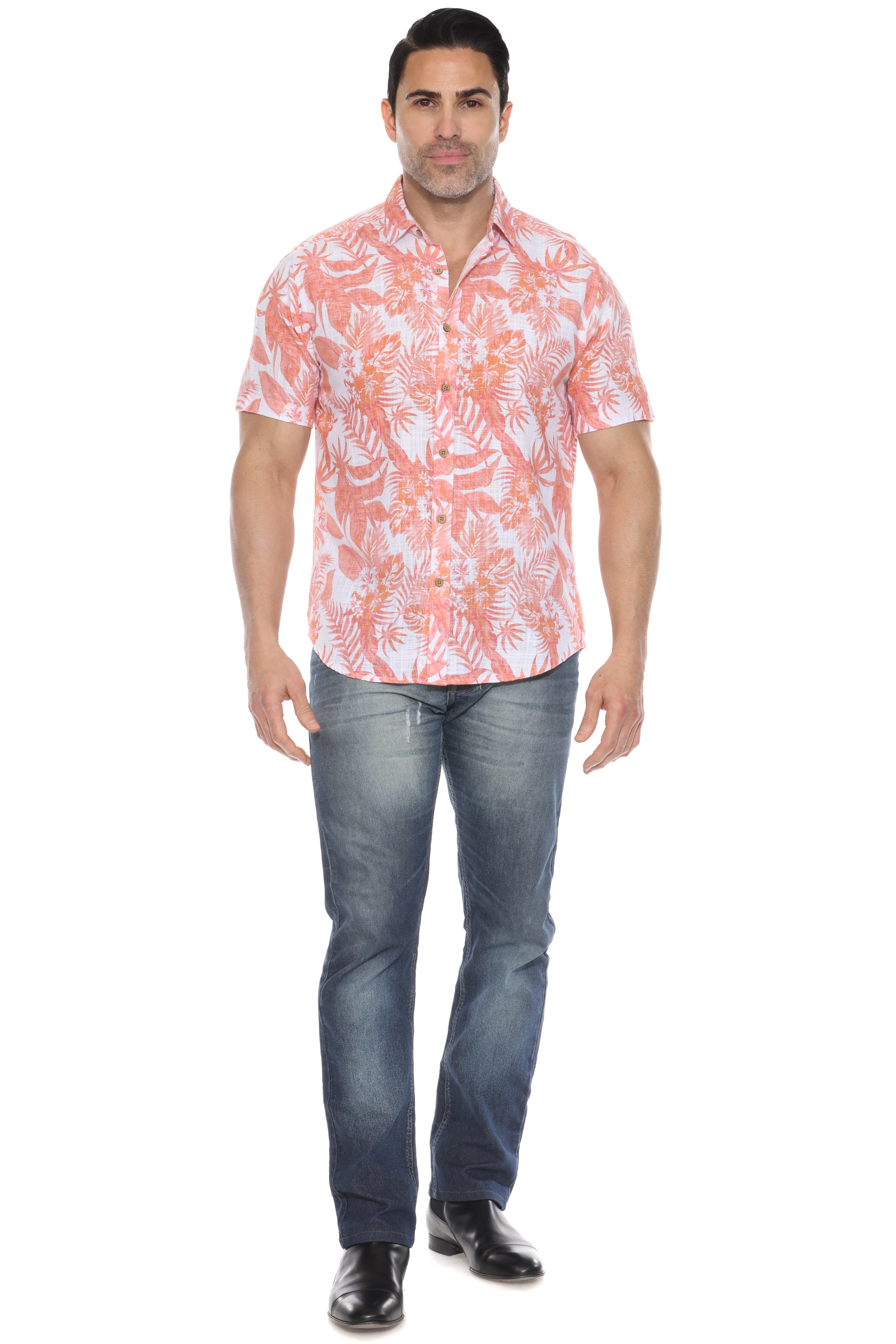 Men's Resort Style Casual Linen Blend Print Shirt