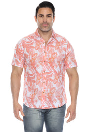 Men's Resort Style Casual Linen Blend Print Shirt