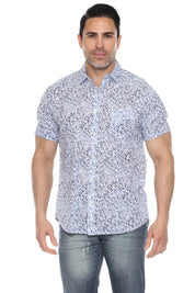 Men's Resort Style Casual Linen Blend Print Shirt