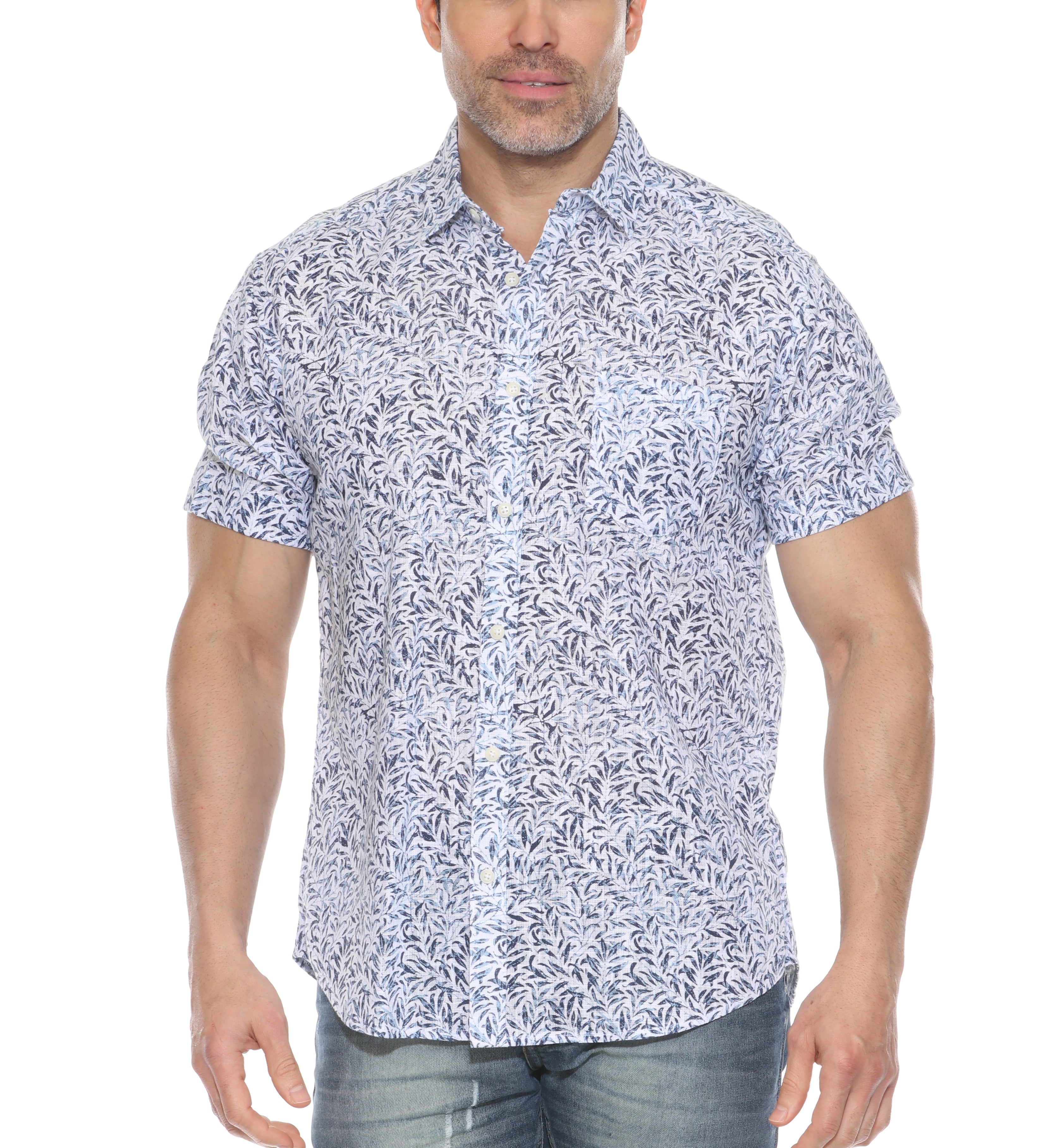 Men's Resort Style Casual Linen Blend Print Shirt