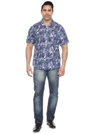 Men's Resort Style Casual Linen Blend Print Shirt