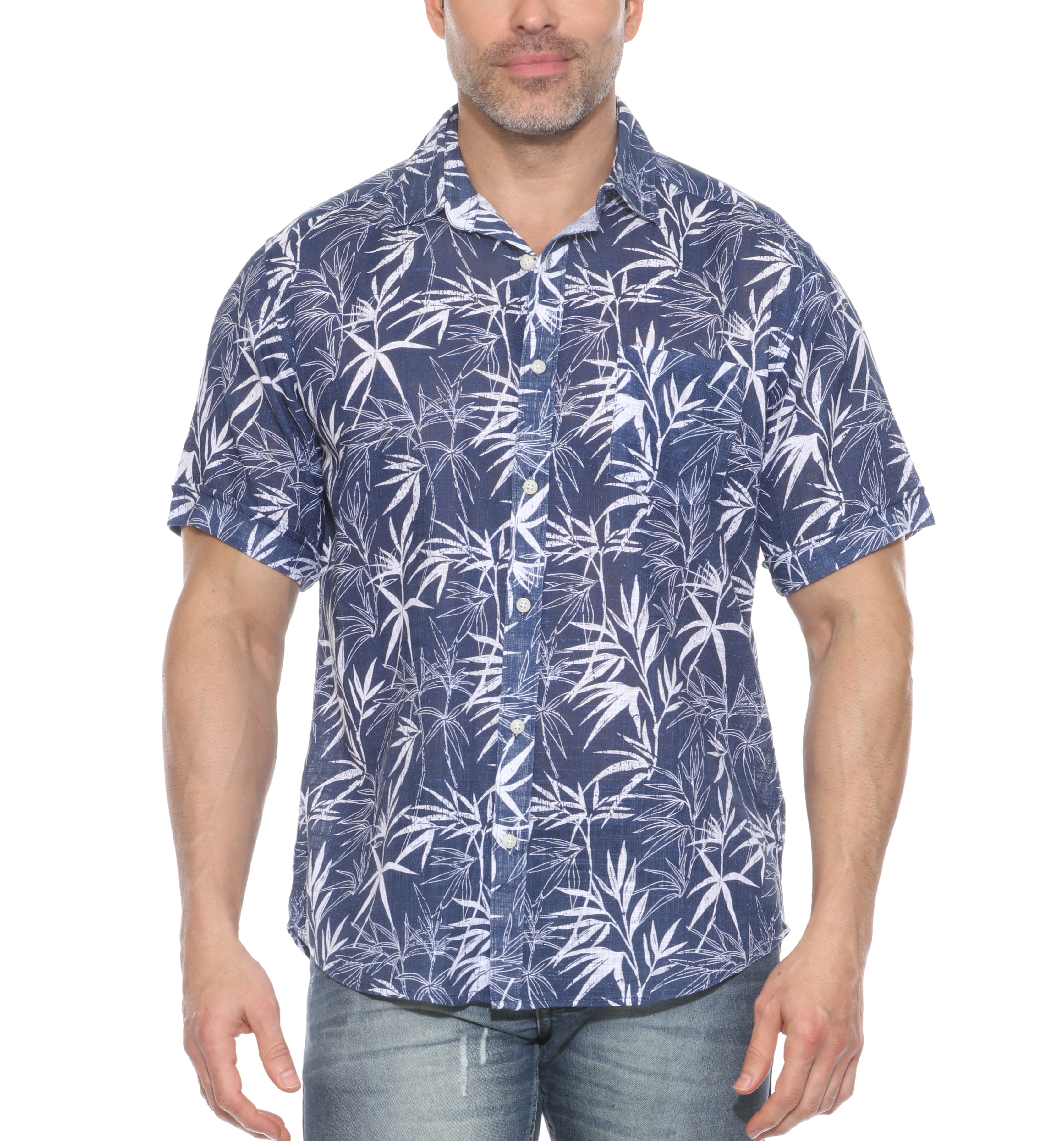 Men's Resort Style Casual Linen Blend Print Shirt