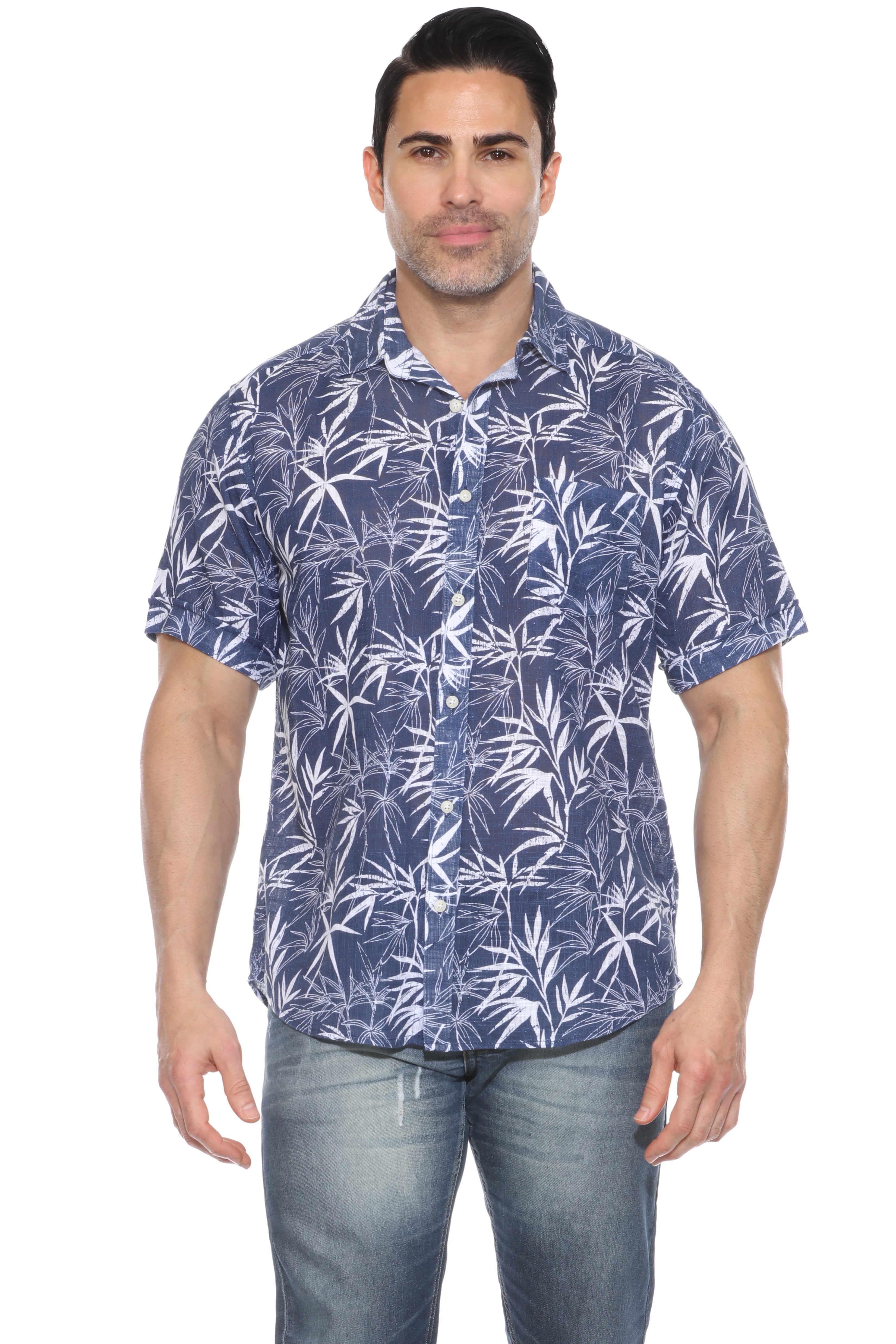 Men's Resort Style Casual Linen Blend Print Shirt