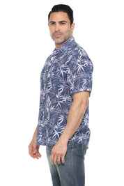 Men's Resort Style Casual Linen Blend Print Shirt