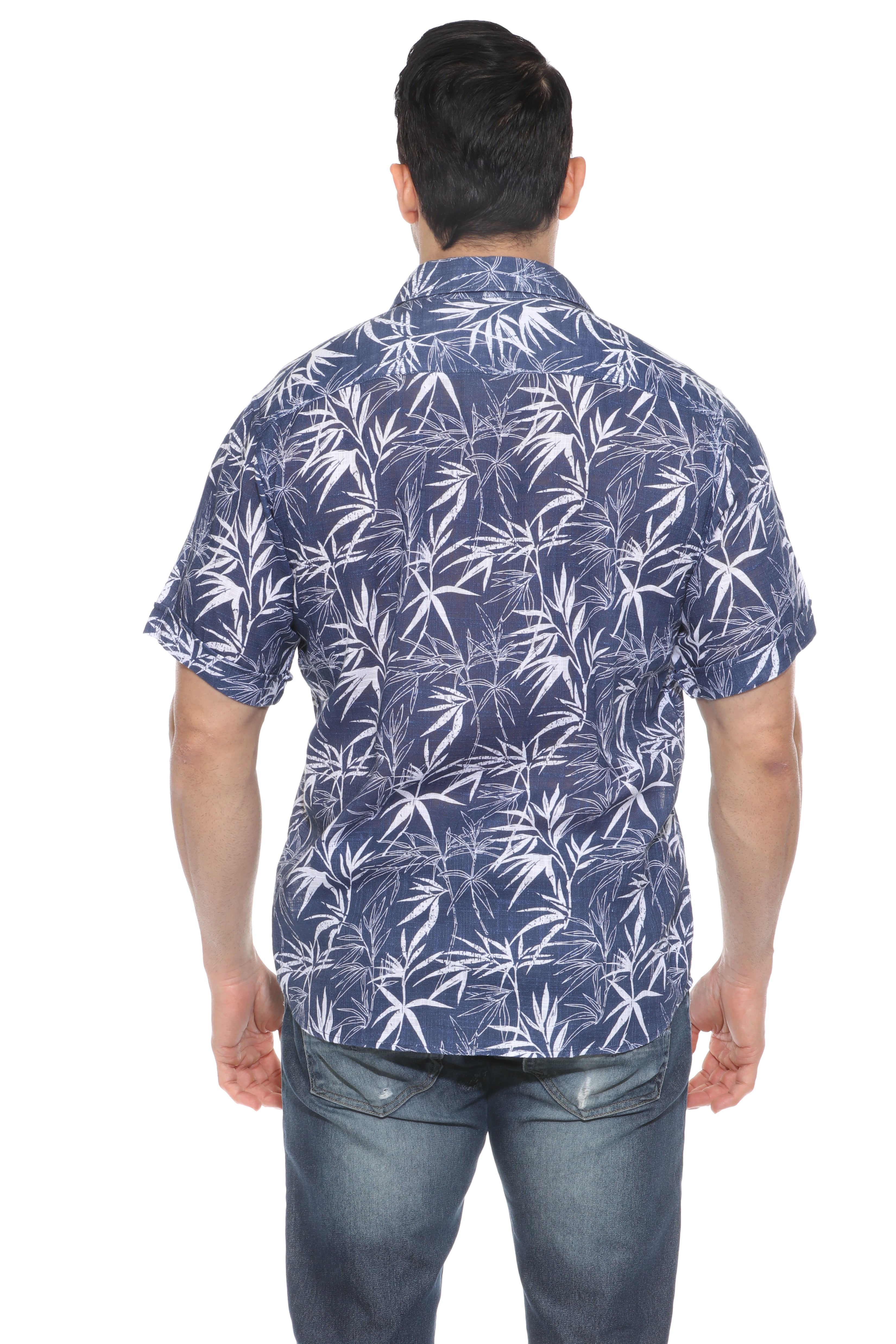 Men's Resort Style Casual Linen Blend Print Shirt