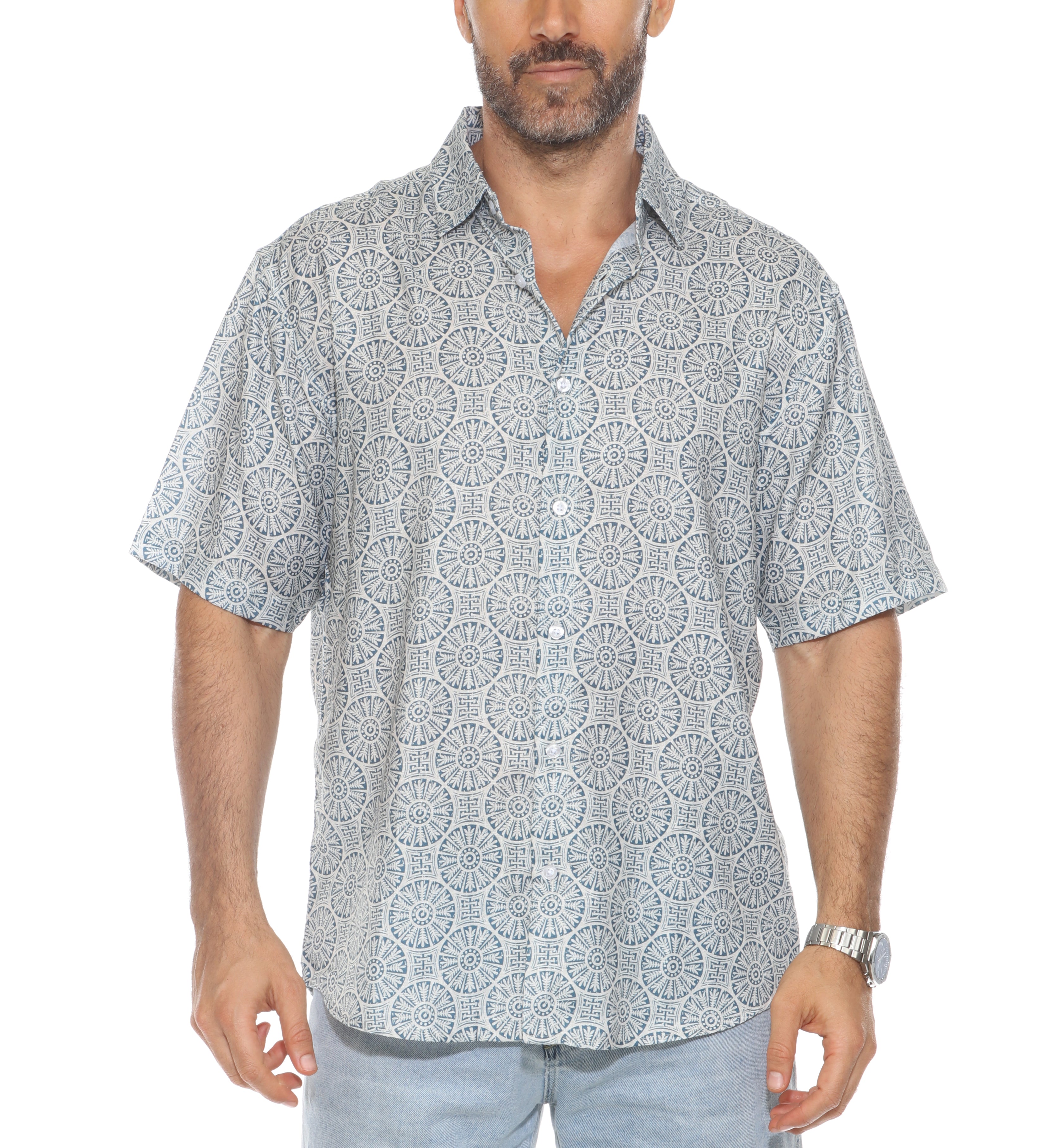 Modern Mosaic Print Short Sleeve Shirt