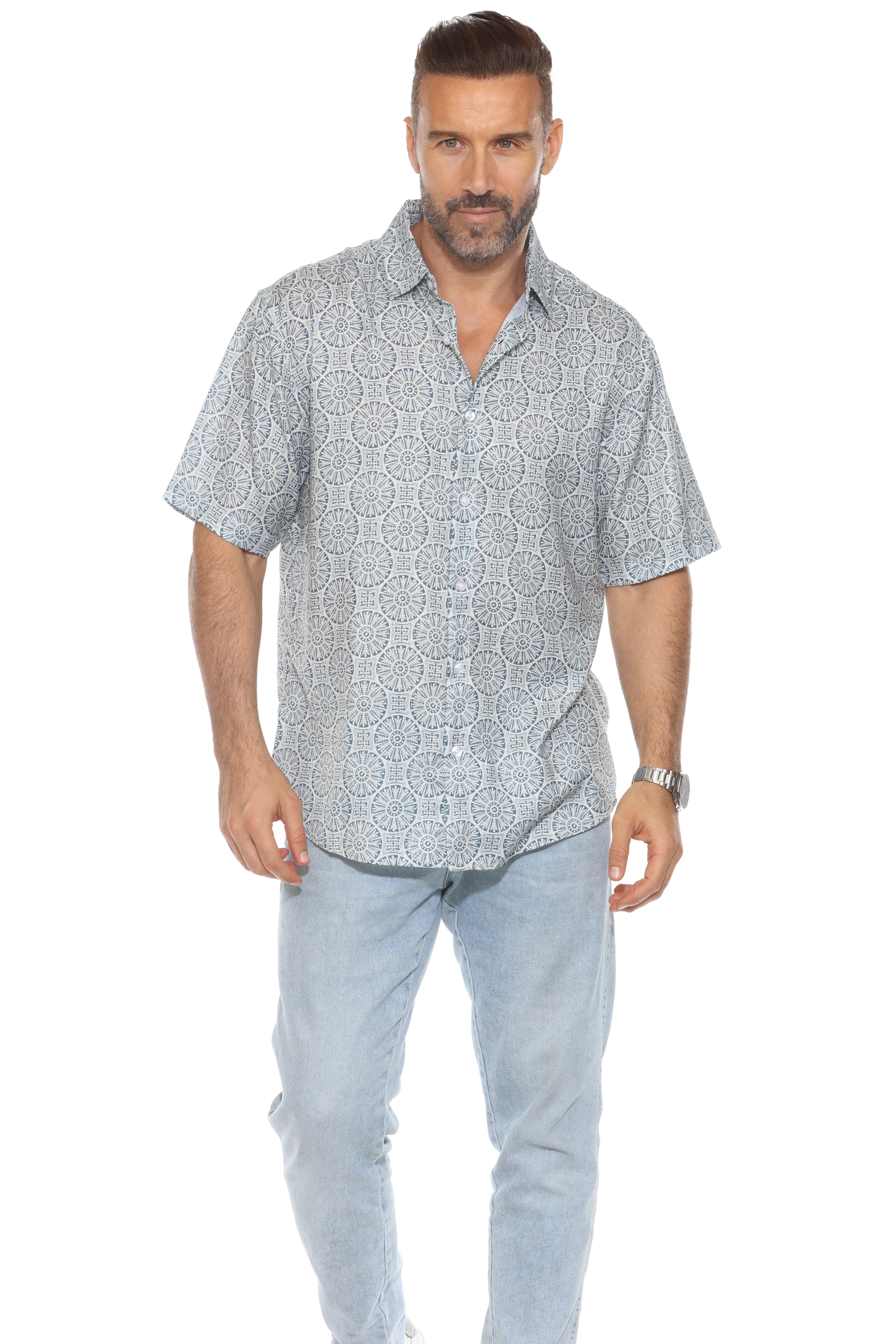 Modern Mosaic Print Short Sleeve Shirt