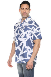 Textured Modern Print Short Sleeve Shirt