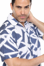 Textured Modern Print Short Sleeve Shirt