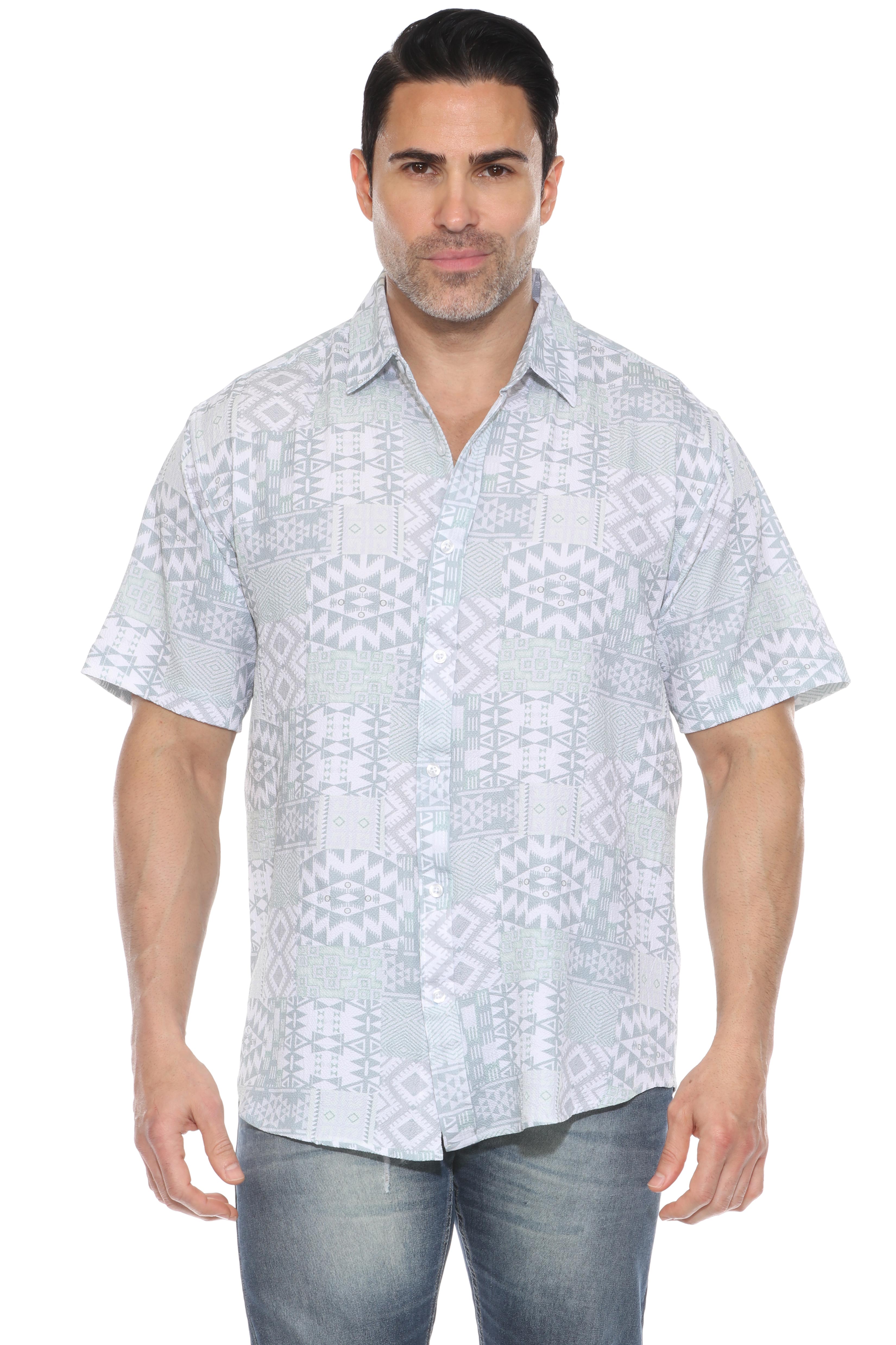 Textured Modern Print Short Sleeve Shirt