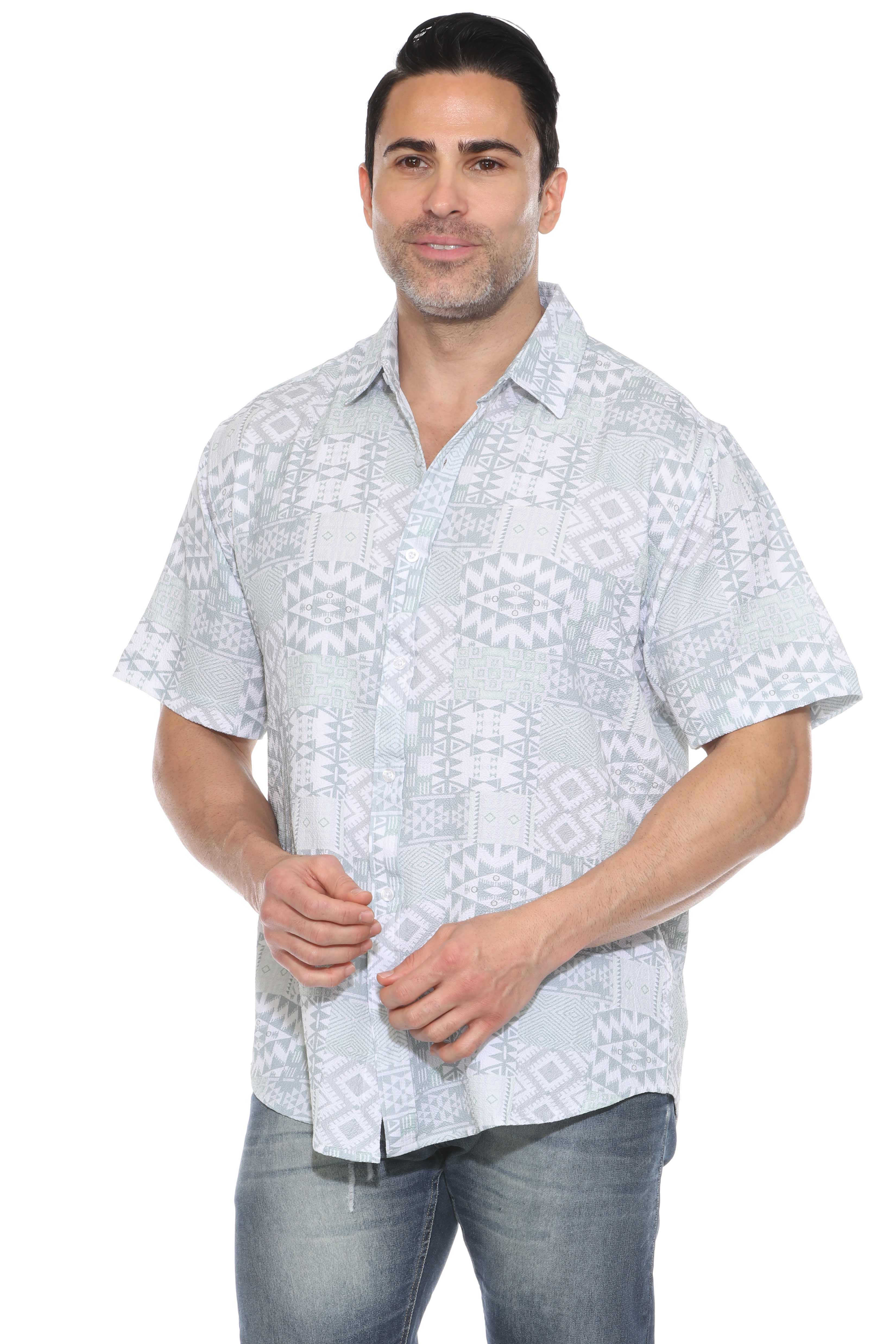 Textured Modern Print Short Sleeve Shirt