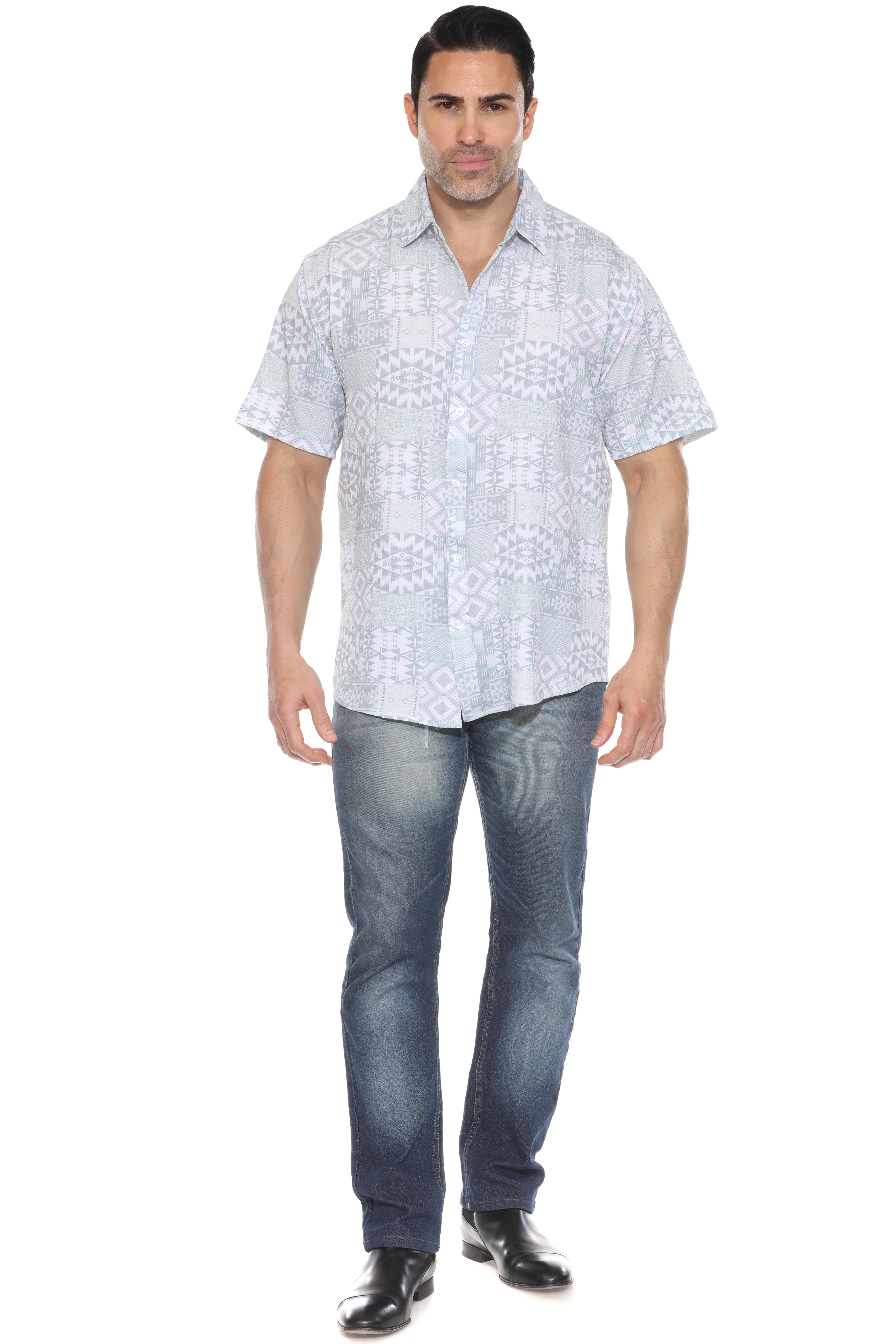 Textured Modern Print Short Sleeve Shirt