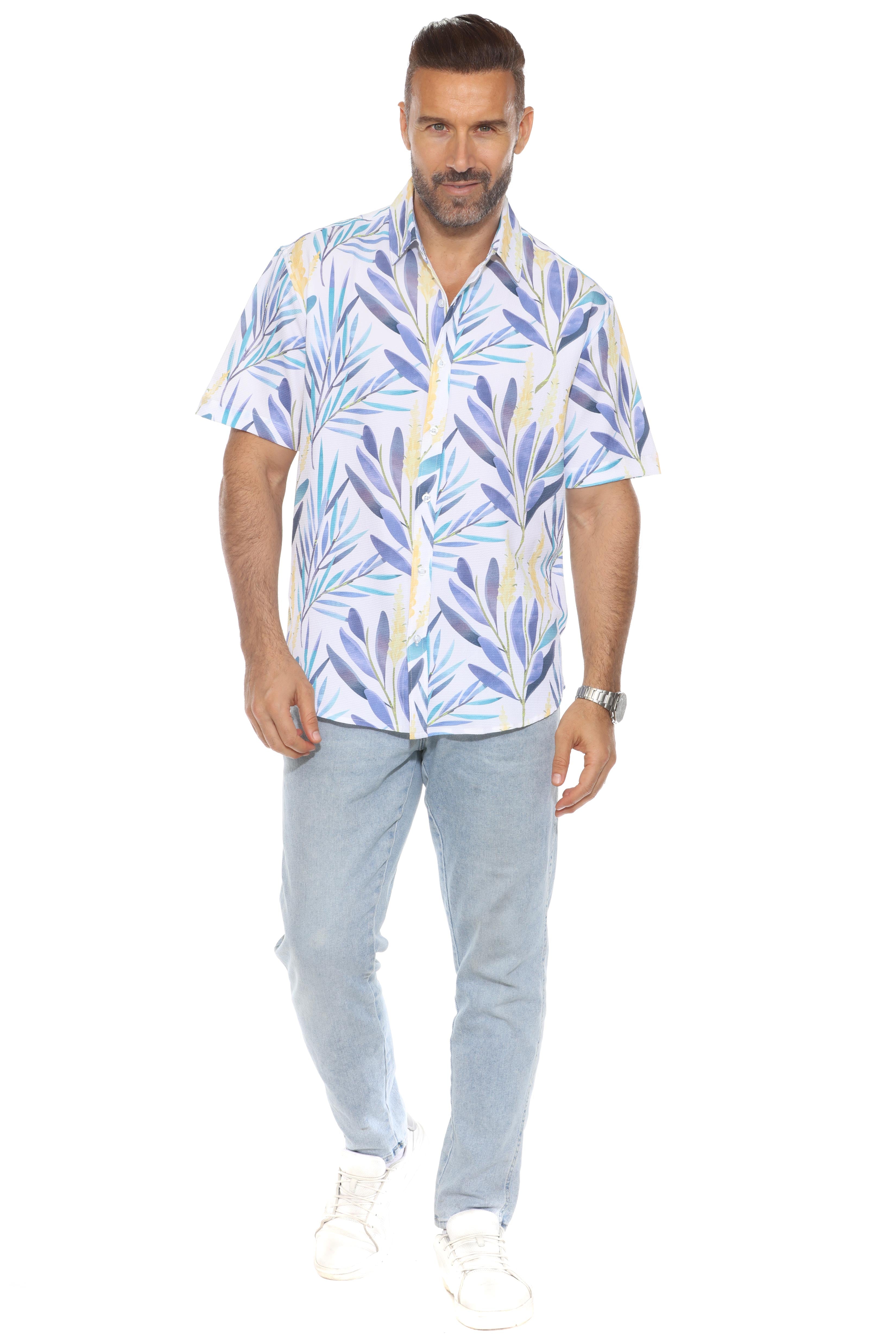 Textured Modern Print Short Sleeve Shirt