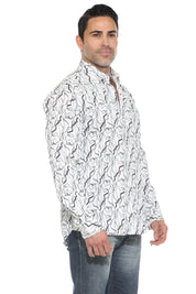 Textured Modern Print Long Sleeve Shirt