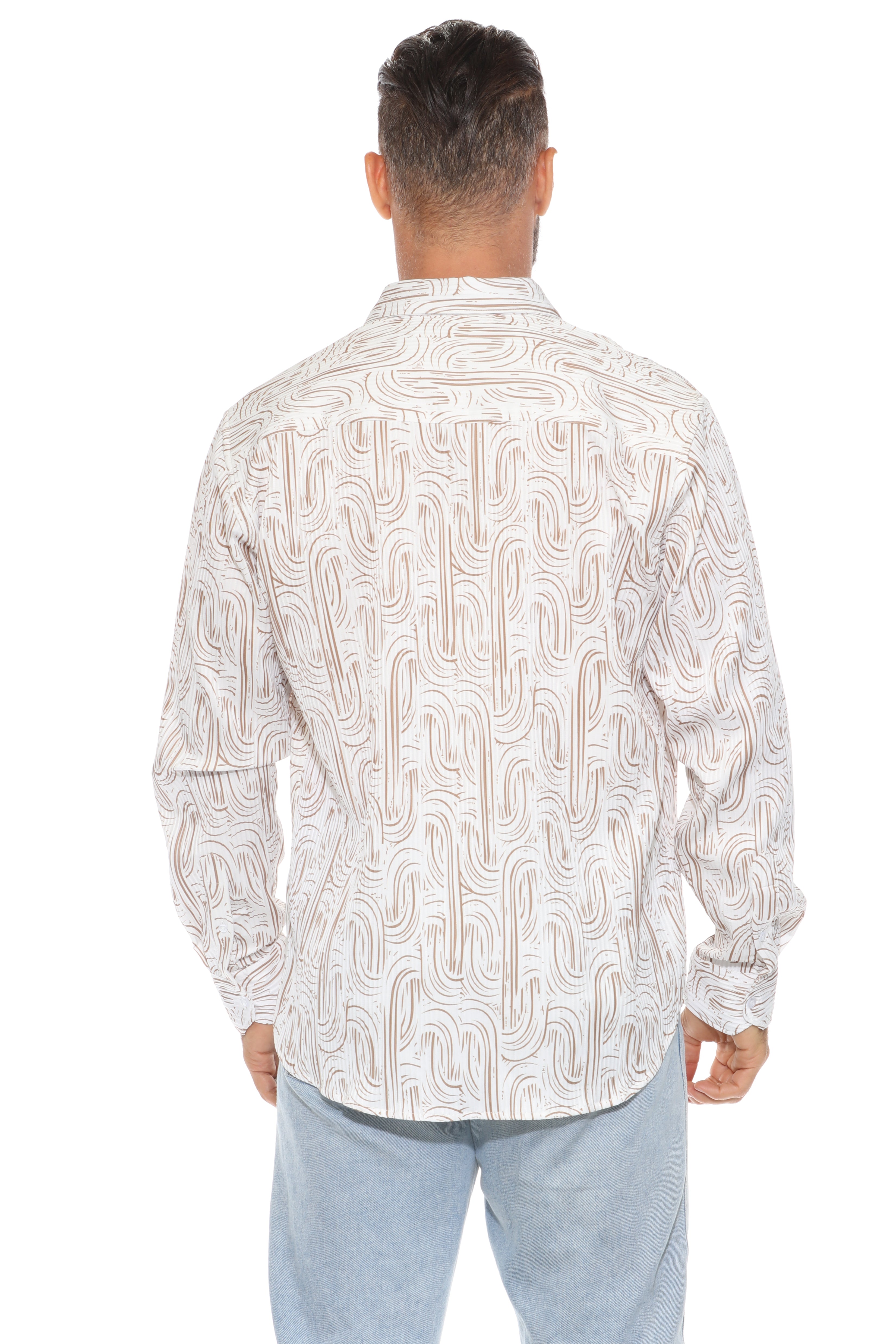 Textured Modern Print Long Sleeve Shirt