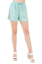 Women's Casual Beach Resort Wear Short with Drawstring Waist and Cut Out Design