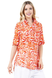 Women's Casual Resort Wear Festive Floral Print Button Down Tunic