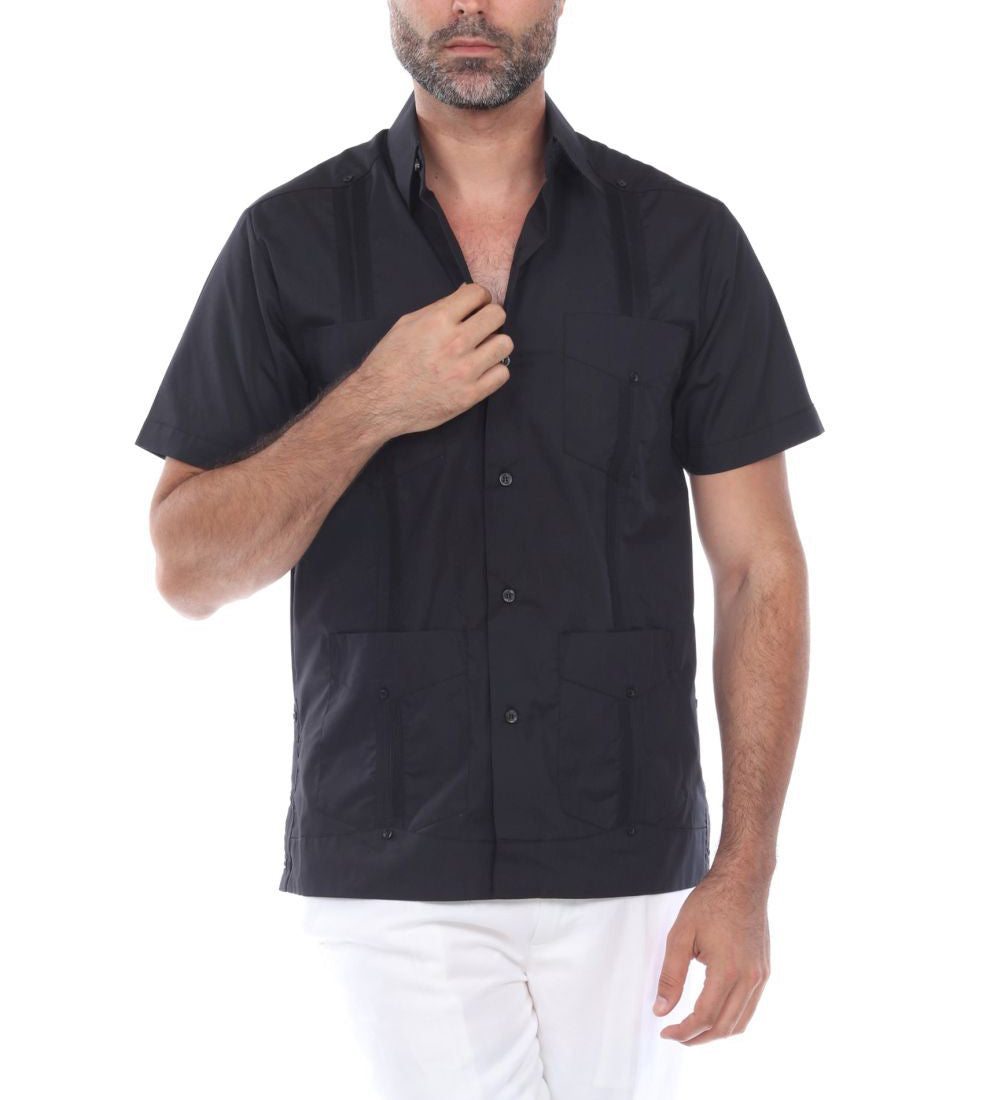 Mojito Collection Men's Traditional Guayabera Shirt Premium 100% Linen Short Sleeve  4 Pocket  Design