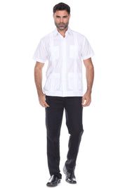 Mojito Collection Men's Traditional Guayabera Shirt Premium 100% Linen Short Sleeve  4 Pocket  Design