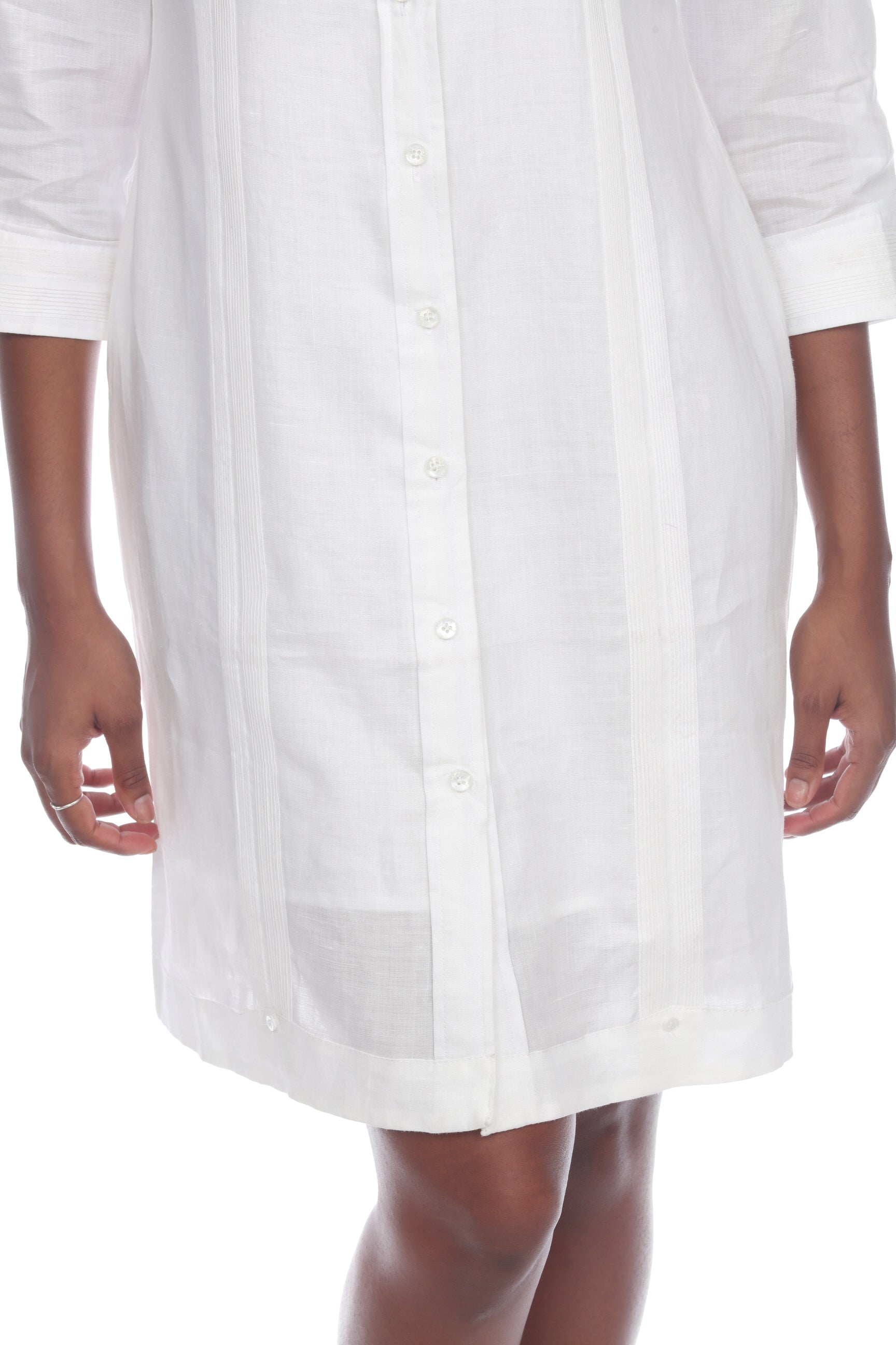 Mojito Women's Guayabera Dress Classic Style Linen Blend 3/4 Sleeve and Button Down