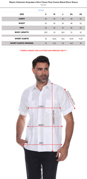 Mojito Collection Guayabera Shirt Classic Poly Cotton Blend Short Sleeve