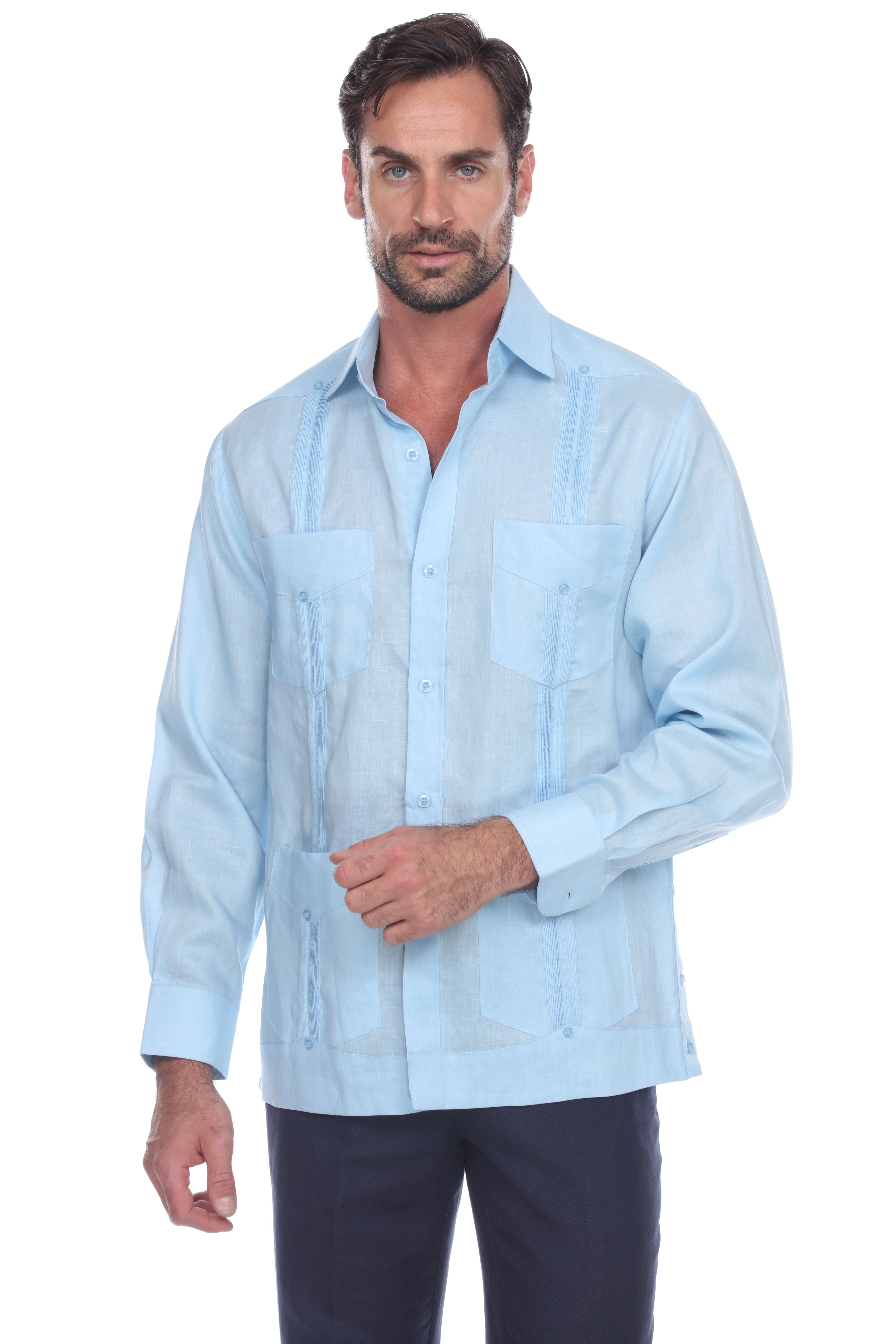 Men's long sleeve guayabera shirts best sale